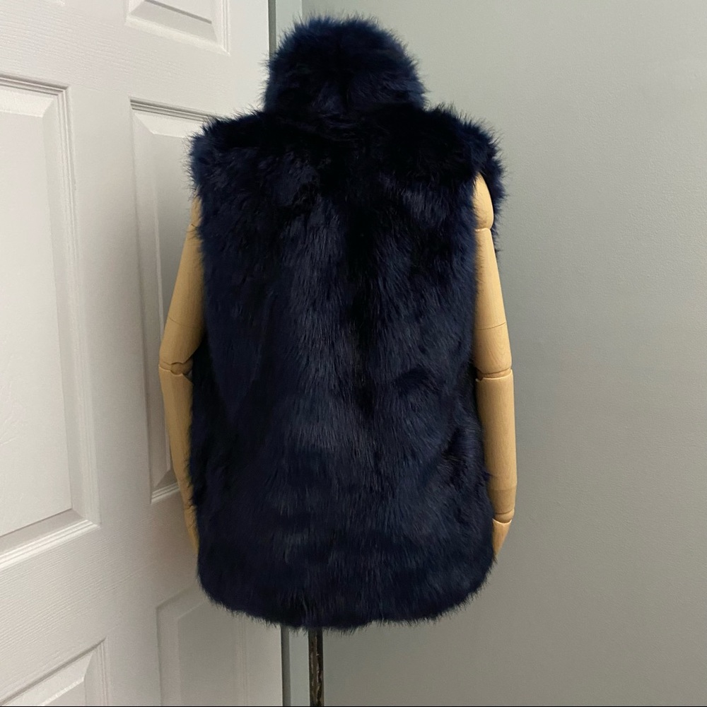 Honey Punch Dark Blue Faux Fur Vest Super Soft Size S/M - Picture 8 of 15